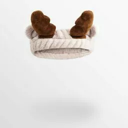 Beżowa czapeczka z brązowymi uszami renifera