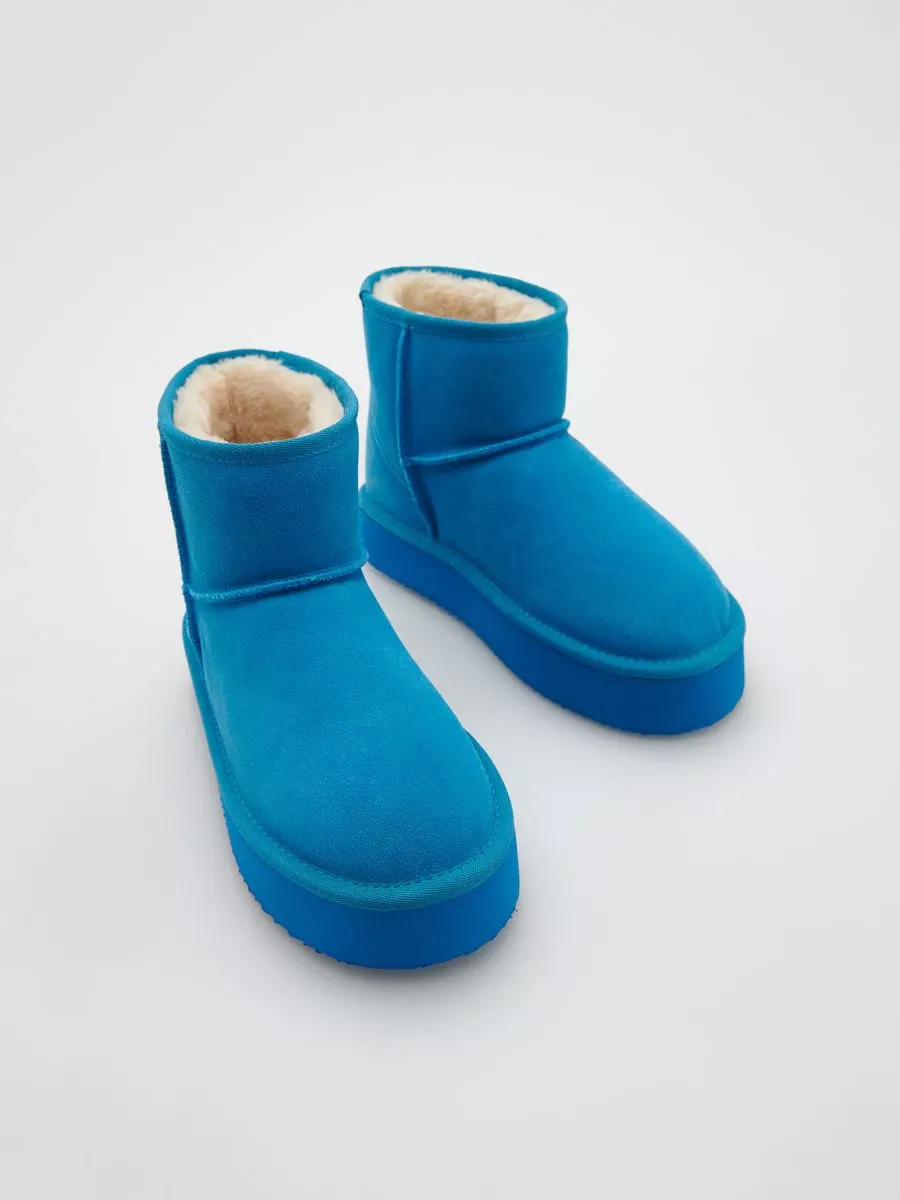 niebieskie sniegowce reserved buty zimowe