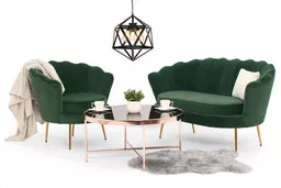Modna sofa w kolorze butelkowej zieleni Modna sofa w kolorze butelkowej zieleni