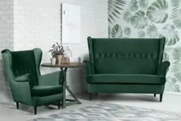 Welurowa sofa uszak butelkowa zieleń Welurowa sofa uszak butelkowa zieleń