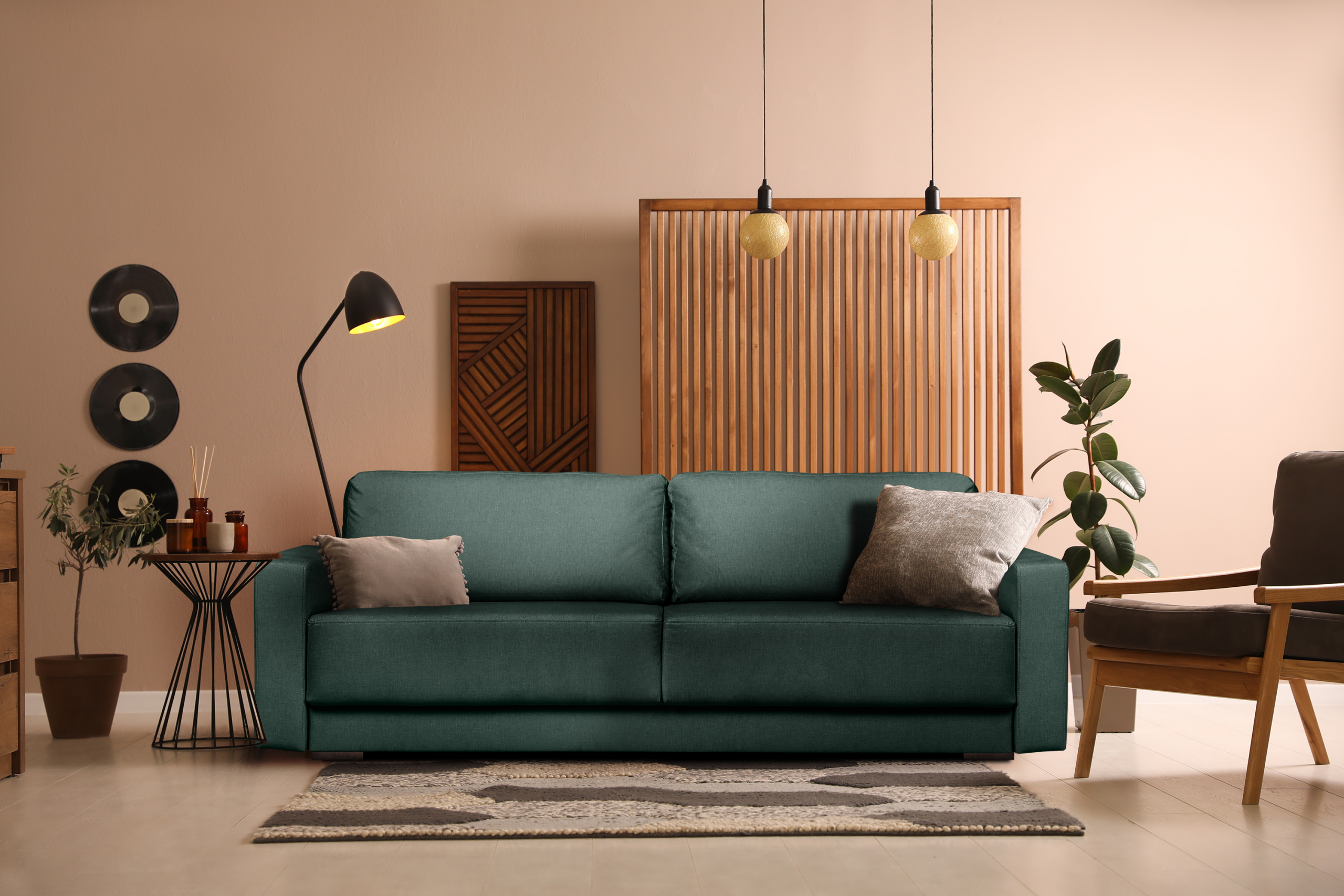 Sofa rozkładana do przodu 150x200 cm zielona RUVIS