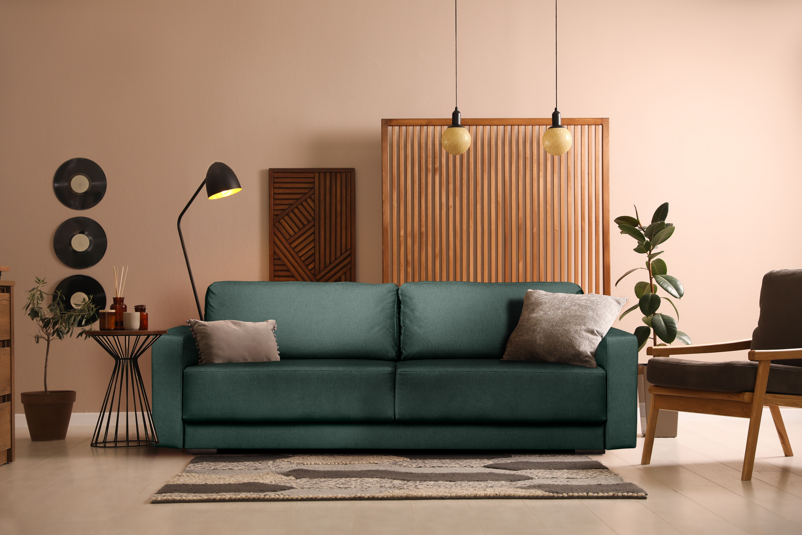 Sofa rozkładana do przodu 150x200 cm zielona RUVIS Sofa rozkładana do przodu 150x200 cm zielona RUVIS