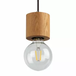 Lampa wisząca Spot Light TRONGO ROUND 7061174 z drewna dębowego zbliżenie na żarówkę