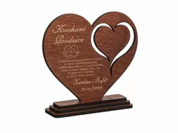 Statuetka z grawerem drewno serce dla rodziców