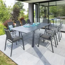Stół ogrodowy aluminiowy Milli Home prezentacja ustawienia na tarasie