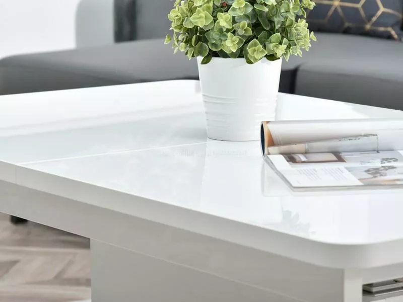 nowoczesny lawo stol presto bialy polysk lawa z funkcja rozkladania i podnoszenia