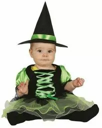 Kostium małej czarownicy w kolorze czarno zielonym dla maluszków