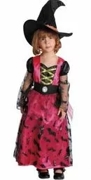 Kostium małej czarownicy w kolorze różowo czarnym