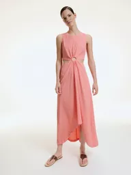Sukienka z wycięciami Reserved w kolorze łososiowym maxi