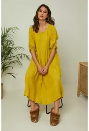 Fleur de Lin -lniana sukienka a w kolorze żółtym