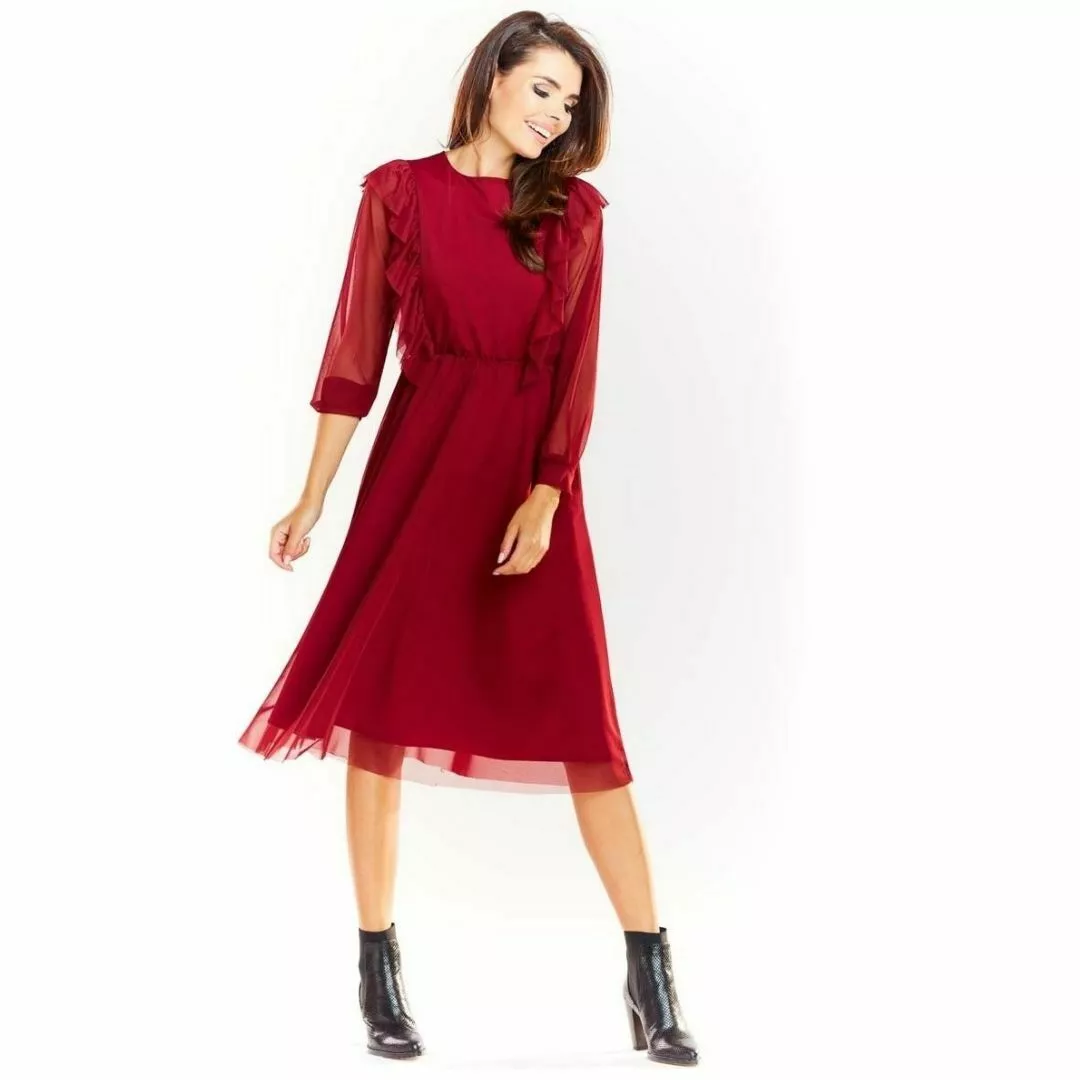 czerwona midi sukienka tiul