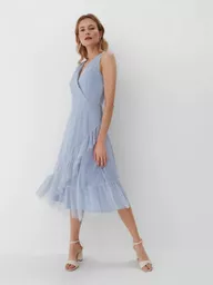 Sukienka z falbankami Mohito niebieska