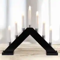 Świecznik adwentowy na okno 7 lampek led drewniany czarny Świecznik adwentowy na okno 7 lampek led drewniany czarny