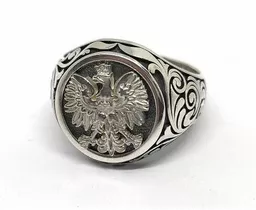 Patriotyczny męski sygnet ze srebra z Orłem III RP Patriotyczny męski sygnet ze srebra z Orłem III RP