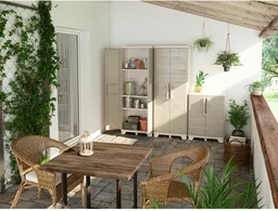 Keter Szafa ogrodowa z półkami Wood Grain kremowy Keter Szafa ogrodowa z półkami Wood Grain kremowy