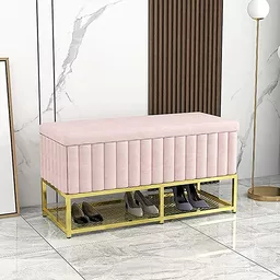 Szafka na buty z różowym siedziskiem w stylu glamour