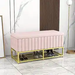 Szafka na buty z różowym siedziskiem w stylu glamour Szafka na buty z różowym siedziskiem w stylu glamour