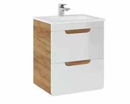 Drewniana szafka pod umywalkę z szufladami