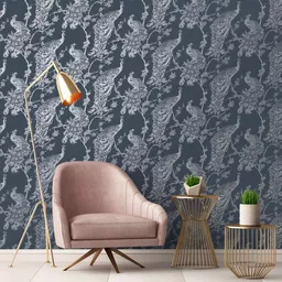 DUTCH WALLCOVERINGS Tapeta w pawie granatowo srebrna DUTCH WALLCOVERINGS Tapeta w pawie granatowo srebrna
