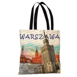 Torba z nadrukiem na zakupy Steel Blue z widokiem na najbardziej znane miejsca w Warszawie Torba z nadrukiem na zakupy Steel Blue z widokiem na najbardziej znane miejsca w Warszawie