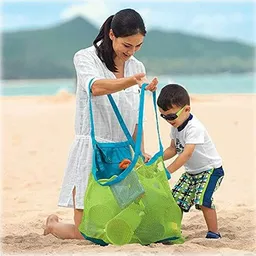 Torba plażowa na duże zabawki i ubrania 45 x 30 x 45 cm zielona Torba plażowa na duże zabawki i ubrania 45 x 30 x 45 cm zielona