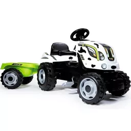 Traktor na pedały w kolorze biało-czarnym Traktor na pedały w kolorze biało-czarnym