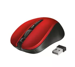 Myszka komputerowa Trust Mydo czerwona widok na myszkę z nano odbiornikiem