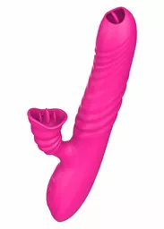 Różowy wibrator z języczkiem z silikonu Angelina