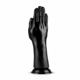 Czarny wibrator z przyssawką w kształcie dłoni