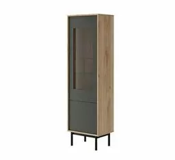 PRIME Witryna w stylu loft BWT54 Grafit Jackson Hickory do salonu lub jadalni PRIME Witryna w stylu loft BWT54 Grafit Jackson Hickory do salonu lub jadalni