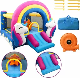 Happy Hop Dmuchana trampolina ze zjeżdżalnią 335 x 265 x 215 cm PVC Happy Hop Dmuchana trampolina ze zjeżdżalnią 335 x 265 x 215 cm PVC