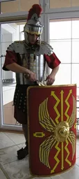 Zbroja rzymska założona przez mężczyznę