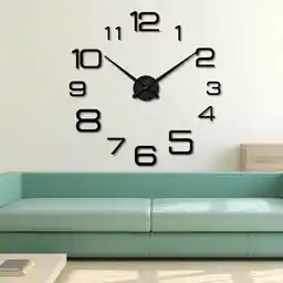 Duży nowoczesny zegar na ścianę cyfry 2 czarny Duży nowoczesny zegar na ścianę cyfry 2 czarny