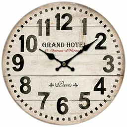 Drewniany zegar ścienny Grand hotel Paris śr 34 cm