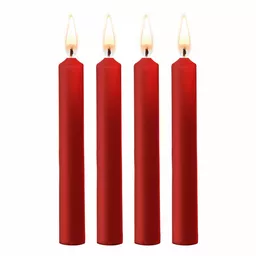 Zestaw czterech świec do BDSM w kolorze czerwonym