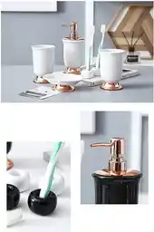 Elegancki ceramiczny zestaw z dodatkami w kolorze różowego złota Elegancki ceramiczny zestaw z dodatkami w kolorze różowego złota