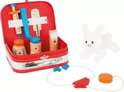 Zestaw weterynarza zabawkowy króliczek i apteczka z przyrządami do badania