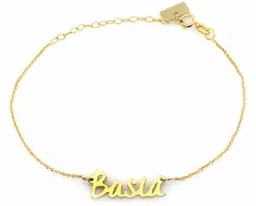 Złota bransoletka celebrytka z imieniem Basia na prezent