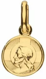 Złoty medalik okrągły Jezus Chrystus