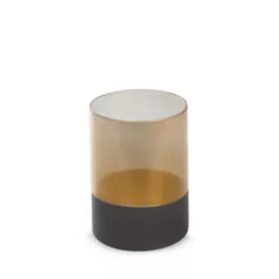 Brązowo-złoty świecznik ze szkła artystycznego