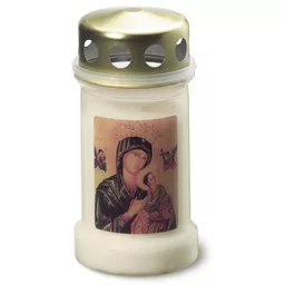 Znicz Bolsius plastikowy z ilustracją Maryi