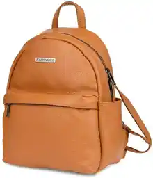 Beltimore Camelowy mały skórzany plecak damski elegancki plecaczek A5 P15 brązowy, beżowy