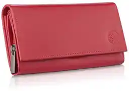 Betlewski Portfel skórzany BPD-NVTC-12 RED czerwony