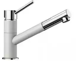 Blanco Kano-S Silgranit-Look Bateria kuchenna stojąca z wyciąganą wylewką, biały/chrom 525040