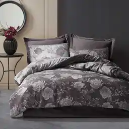Darymex Pościel bawełniana 220x200 flory antracytowa kwiatki żakardowa Cottonlove Jacquard
