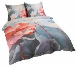 Darymex Pościel satynowa 180x200 Kwiaty niebieska czerwona 12406 SATYNLOVE PREMIUM