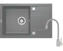 Deante Corio ZRCPS113 Szary metalik plus bateria Szary Zlewozmywak plus bateria