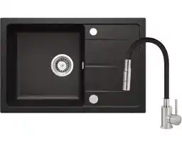 Deante ZRD2113 Granitowy + bateria BOCB740 Granitowy Zlewozmywak + bateria