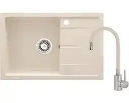 Deante ZRD5113 Beżowy + bateria BOC5720 Beżowy Zlewozmywak + bateria