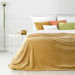 Design 91 Koc narzuta z mikrofibry 220x200 Cindy 2 musztardowy